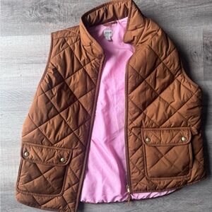 J. Crew Brown Vest with Pink Interior